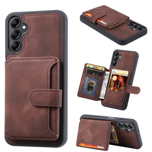 Samsung Galaxy A25 5G Skin Feel Dream RFID Anti-theft PU Card Bag Phone Case - Coffee