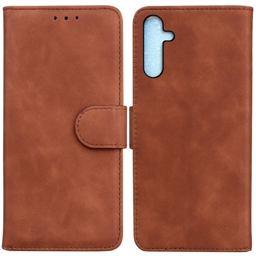 Samsung Galaxy A25 5G Skin Feel Pure Color Flip Leather Phone Case - Brown