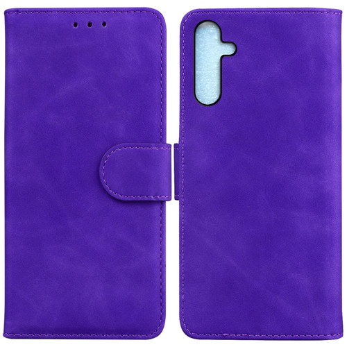 Samsung Galaxy A25 5G Skin Feel Pure Color Flip Leather Phone Case - Purple