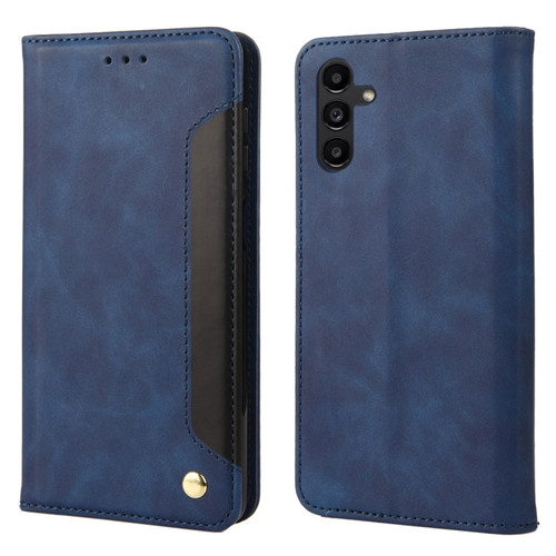 Samsung Galaxy A25 5G Skin Feel Splicing Leather Phone Case - Blue