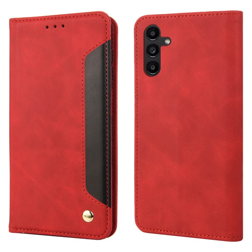 Samsung Galaxy A25 5G Skin Feel Splicing Leather Phone Case - Red