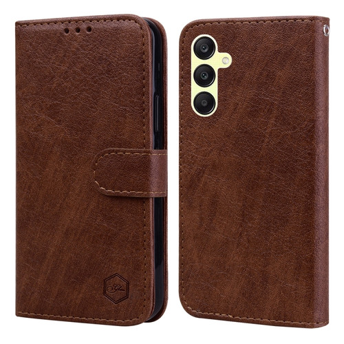 Samsung Galaxy A25 5G Skin Feeling Oil Leather Texture PU + TPU Phone Case - Brown