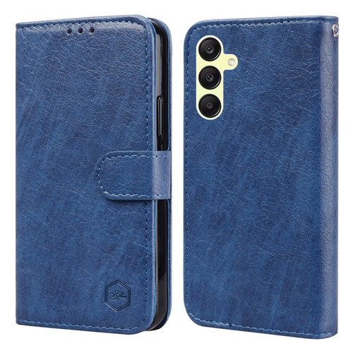 Samsung Galaxy A25 5G Skin Feeling Oil Leather Texture PU + TPU Phone Case - Dark Blue