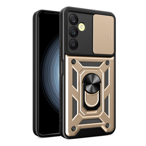 Samsung Galaxy A25 5G Sliding Camera Cover Design TPU+PC Phone Case - Gold