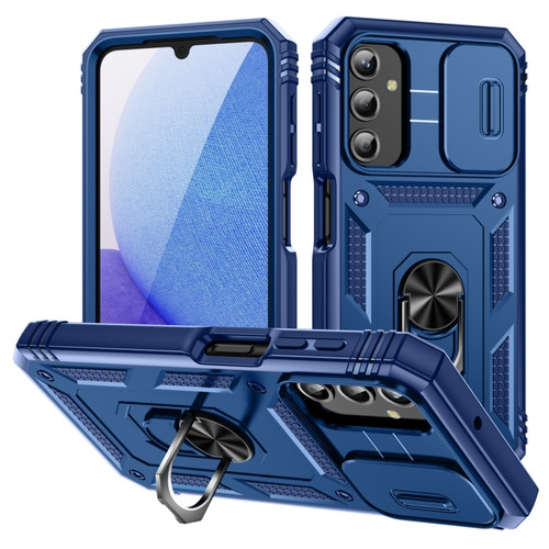 Samsung Galaxy A25 5G Sliding Camshield TPU + PC Phone Case with Holder - Blue