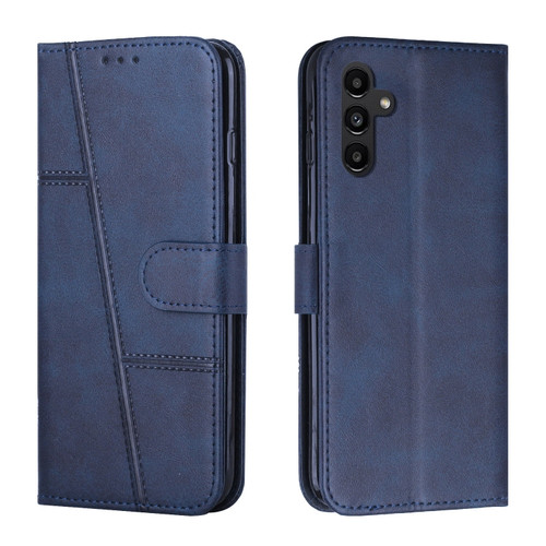 Samsung Galaxy A25 5G Stitching Calf Texture Buckle Leather Phone Case - Blue