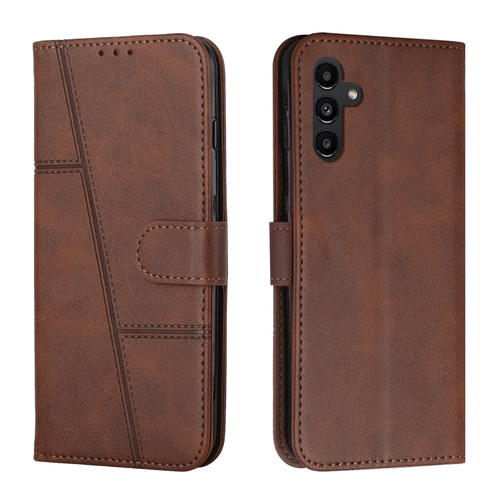 Samsung Galaxy A25 5G Stitching Calf Texture Buckle Leather Phone Case - Brown