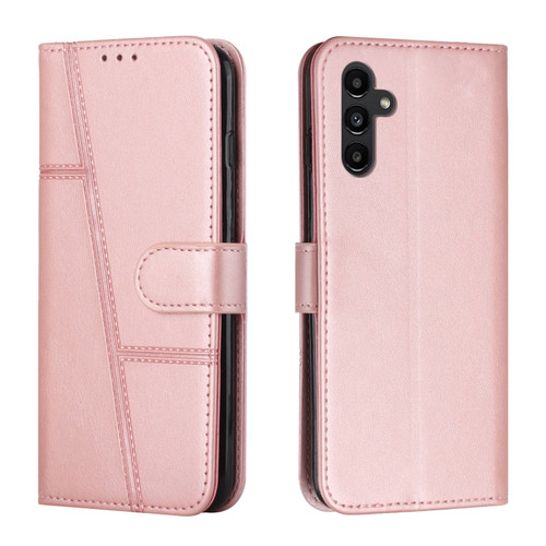 Samsung Galaxy A25 5G Stitching Calf Texture Buckle Leather Phone Case - Rose Gold