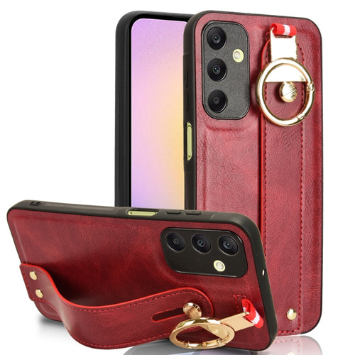 Samsung Galaxy A25 5G Wristband Leather Back Phone Case - Red