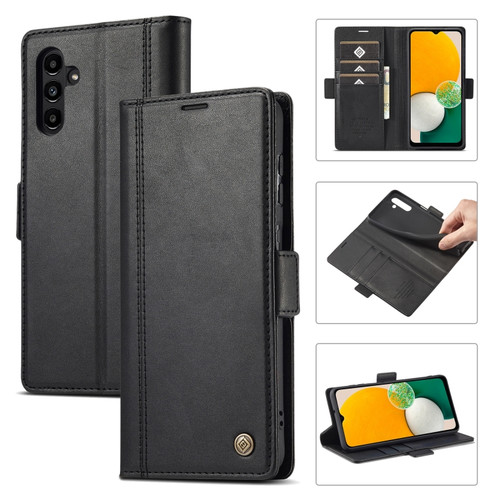 Samsung Galaxy A15 5G LC.IMEEKE Skin-friendly Card Slots Leather Phone Case - Black
