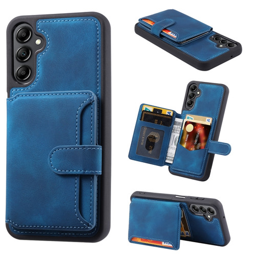 Samsung Galaxy A15 5G Skin Feel Dream RFID Anti-theft PU Card Bag Phone Case - Peacock Blue