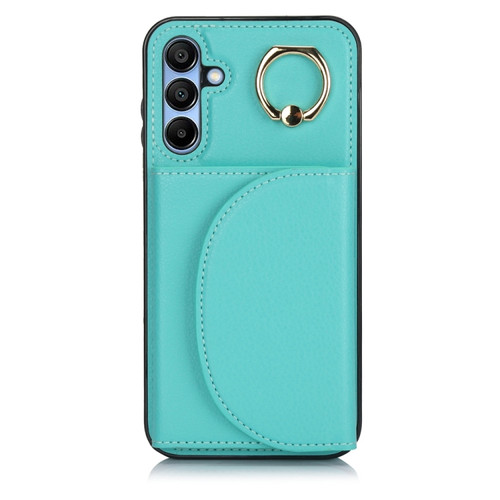 Samsung Galaxy A15 5G YM007 Ring Holder Card Bag Skin Feel Phone Case - Green