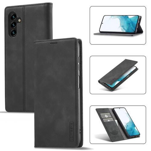 Samsung Galaxy A15 5G LC.IMEEKE Strong Magnetism Microfiber Leather Phone Case - Black