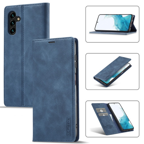Samsung Galaxy A15 5G LC.IMEEKE Strong Magnetism Microfiber Leather Phone Case - Blue