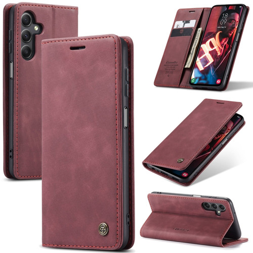 Samsung Galaxy A15 5G CaseMe 013 Multifunctional Horizontal Flip Leather Phone Case - Wine Red