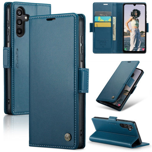 Samsung Galaxy A15 5G CaseMe 023 Butterfly Buckle Litchi Texture RFID Anti-theft Leather Phone Case - Blue
