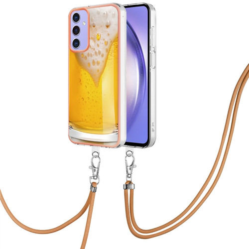 Samsung Galaxy A15 5G Electroplating Dual-side IMD Phone Case with Lanyard - Draft Beer