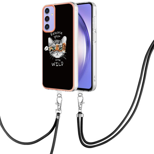 Samsung Galaxy A15 5G Electroplating Dual-side IMD Phone Case with Lanyard - Natural Growth