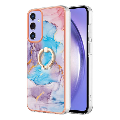 Samsung Galaxy A15 5G Electroplating IMD TPU Phone Case with Ring - Blue Marble