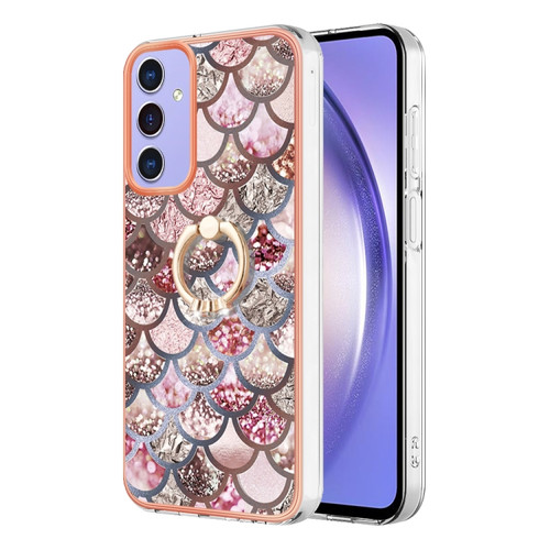 Samsung Galaxy A15 5G Electroplating IMD TPU Phone Case with Ring - Pink Scales