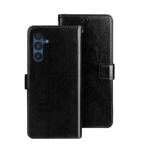 Samsung Galaxy A15 5G idewei Crazy Horse Texture Leather Phone Case - Black