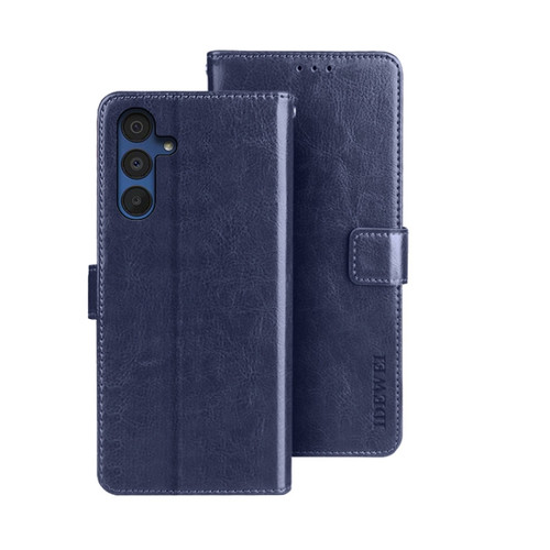 Samsung Galaxy A15 5G idewei Crazy Horse Texture Leather Phone Case - Blue