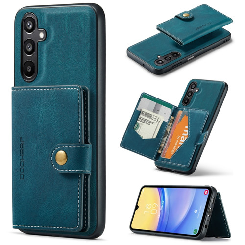 Samsung Galaxy A15 5G JEEHOOD J01 Retro Magnetic Detachable Wallet Phone Case - Blue