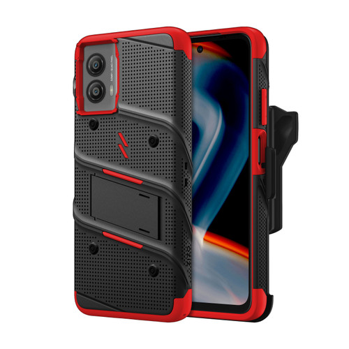 ZIZO BOLT Bundle Moto G Power 5G (2024) Case with Tempered Glass - Black / Red