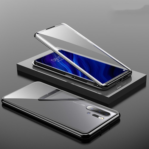 Fusion360 Huawei P30 Pro Magnetic Metal Frame Double-sided Tempered Glass Case - Black