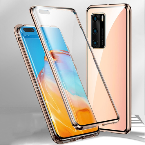 Fusion360 Huawei P40 Magnetic Metal Frame Double-sided Tempered Glass Case - Gold