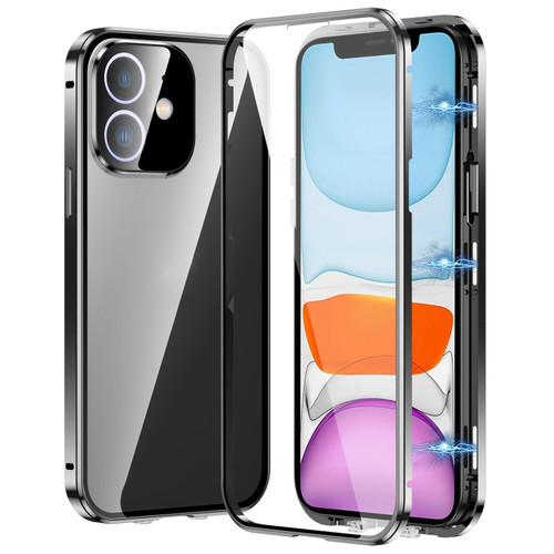 Fusion360 iPhone 11 Magnetic Double-buckle HD Tempered Glass Phone Case - Black