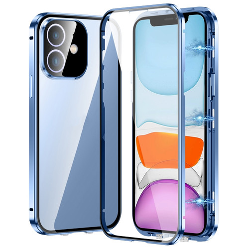 Fusion360 iPhone 11 Magnetic Double-buckle HD Tempered Glass Phone Case - Blue