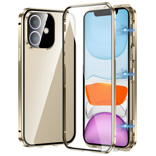 Fusion360 iPhone 11 Magnetic Double-buckle HD Tempered Glass Phone Case - Gold