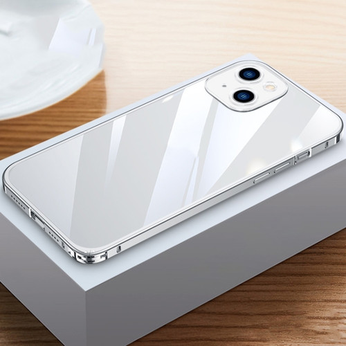 Fusion360 iPhone 14 Plus Metal Frame HD Transparent Phone Case  - Silver