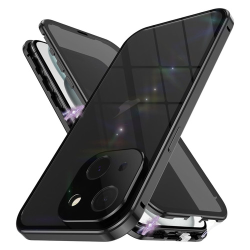 Fusion360 iPhone 15 Anti-peeping Magnetic Double-sided Tempered Glass Phone Case - Black