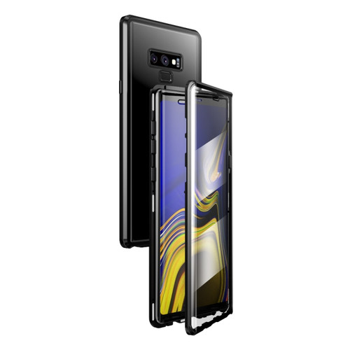 Fusion360 Samsung Galaxy Note9 Magnetic Metal Frame Double-sided Tempered Glass Case - Black