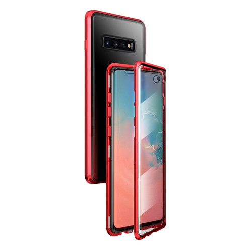 Fusion360 Samsung Galaxy S10 Magnetic Metal Frame Double-sided Tempered Glass Case - Red