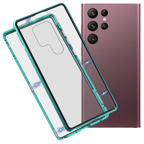 Fusion360 Samsung Galaxy S22 Ultra 5G HD Magnetic Metal Tempered Glass Phone Case - Green