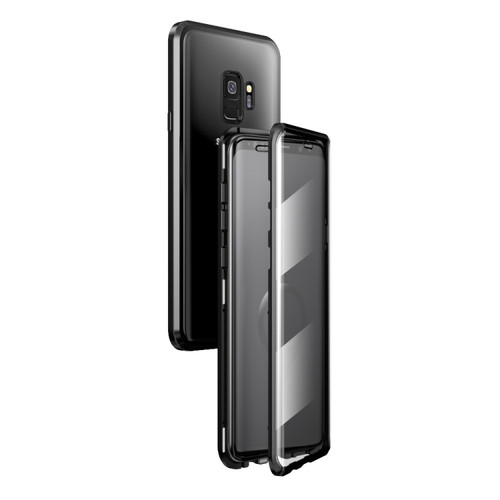 Fusion360 Samsung Galaxy S9 Magnetic Metal Frame Double-sided Tempered Glass Case - Black