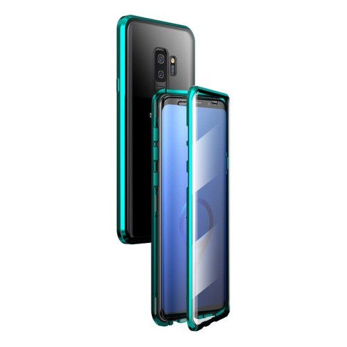 Fusion360 Samsung Galaxy S9+ Magnetic Metal Frame Double-sided Tempered Glass Case - Green