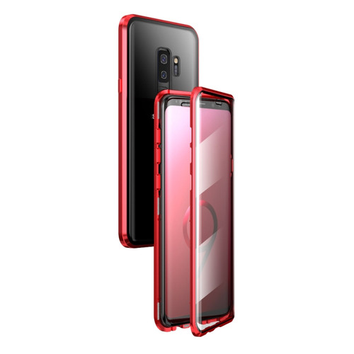 Fusion360 Samsung Galaxy S9+ Magnetic Metal Frame Double-sided Tempered Glass Case - Red