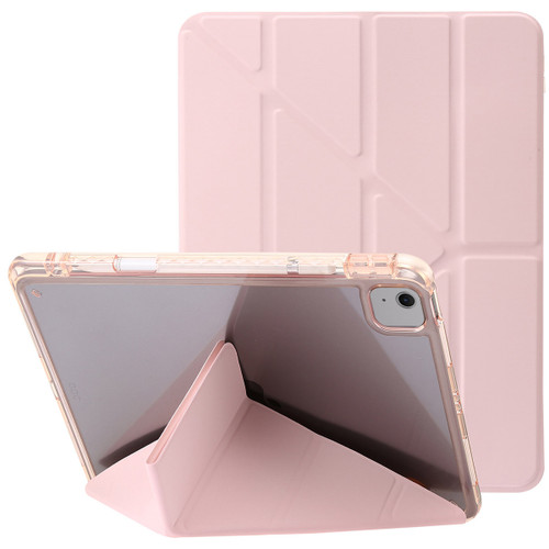 iPad Air 11 2024 Clear Acrylic Deformation Leather Tablet Case - Pink