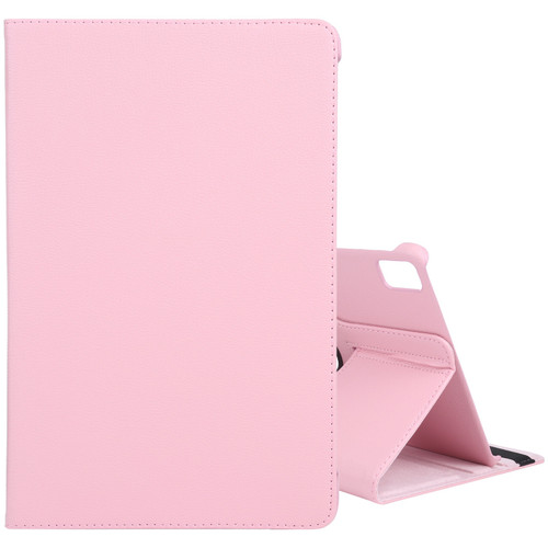 iPad Pro 11 2024 360 Degree Rotation Litchi Texture Leather Tablet Case with Holder - Pink