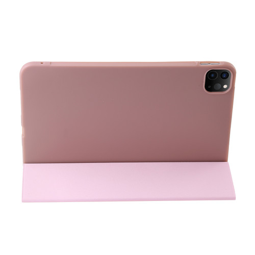 iPad Pro 13 2024 Three-fold Holder Flip Tablet Leather Case - Rose
