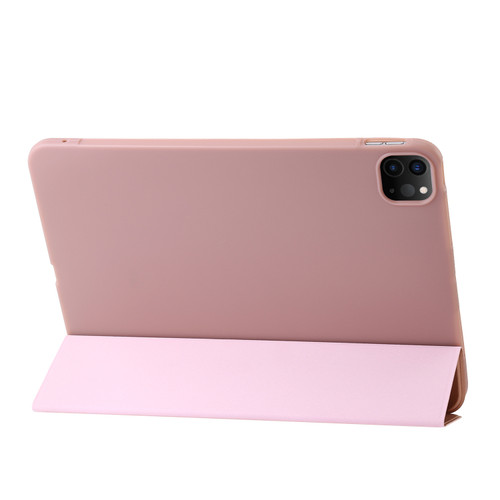 iPad Pro 13 2024 Three-fold Holder Flip Tablet Leather Case - Rose