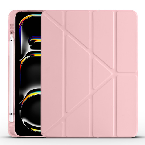 iPad Pro 13 2024 3-fold TPU Leather Smart Tablet Case with Pen