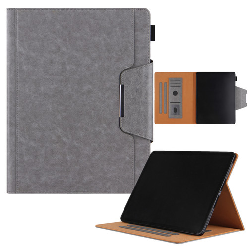 iPad Pro 13 2024 Solid Color Metal Buckle Leather Smart Tablet Case - Grey