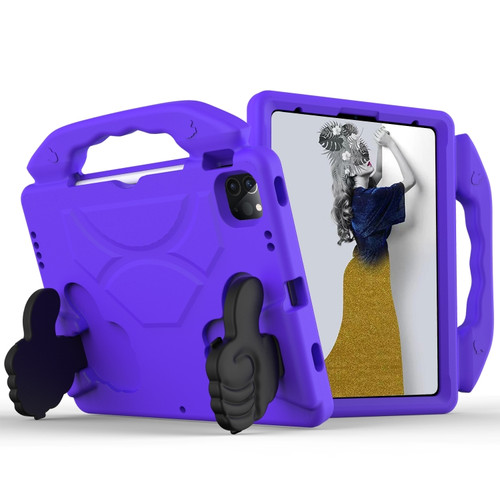 iPad Pro 11 2024 Children EVA Shockproof Tablet Case with Thumb Bracket - Purple
