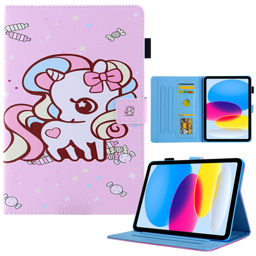 iPad Pro 11 2024 Colored Drawing Leather Smart Tablet Case - Candy Unicorn