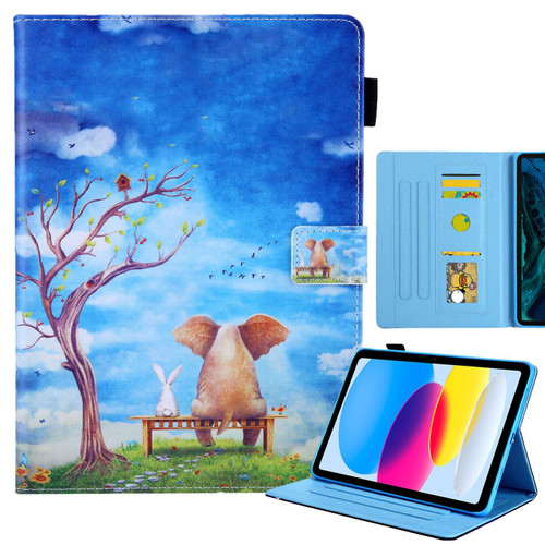 iPad Pro 11 2024 Colored Drawing Leather Smart Tablet Case - Elephant Rabbit